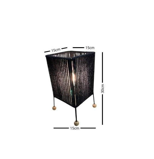 Luminária Abajur De Mesa Quadrado de Barbante Algodão