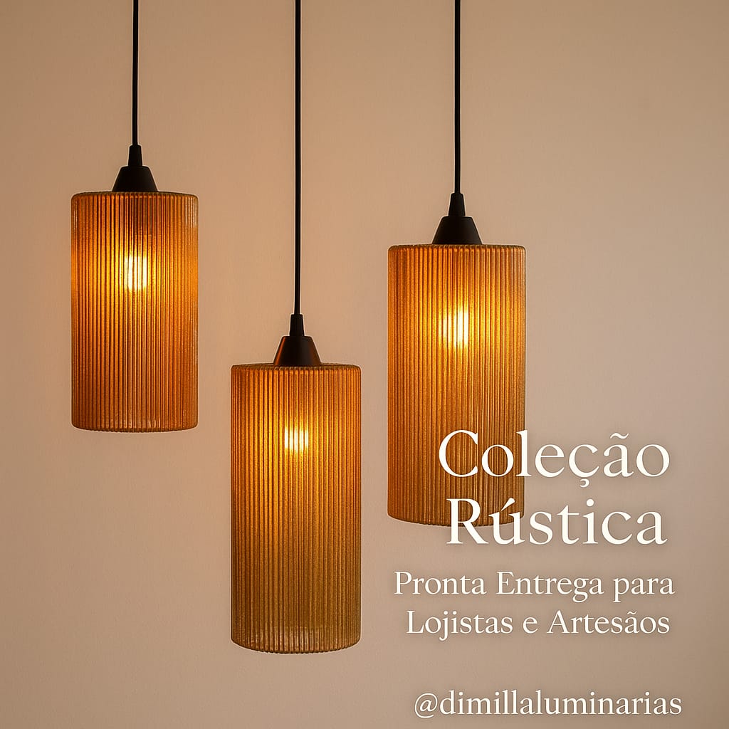 Kit Luminárias C/ 3 Pendente Cilindrico