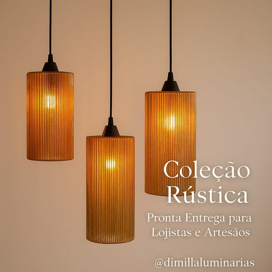 Kit Luminárias C/ 3 Pendente Cilindrico