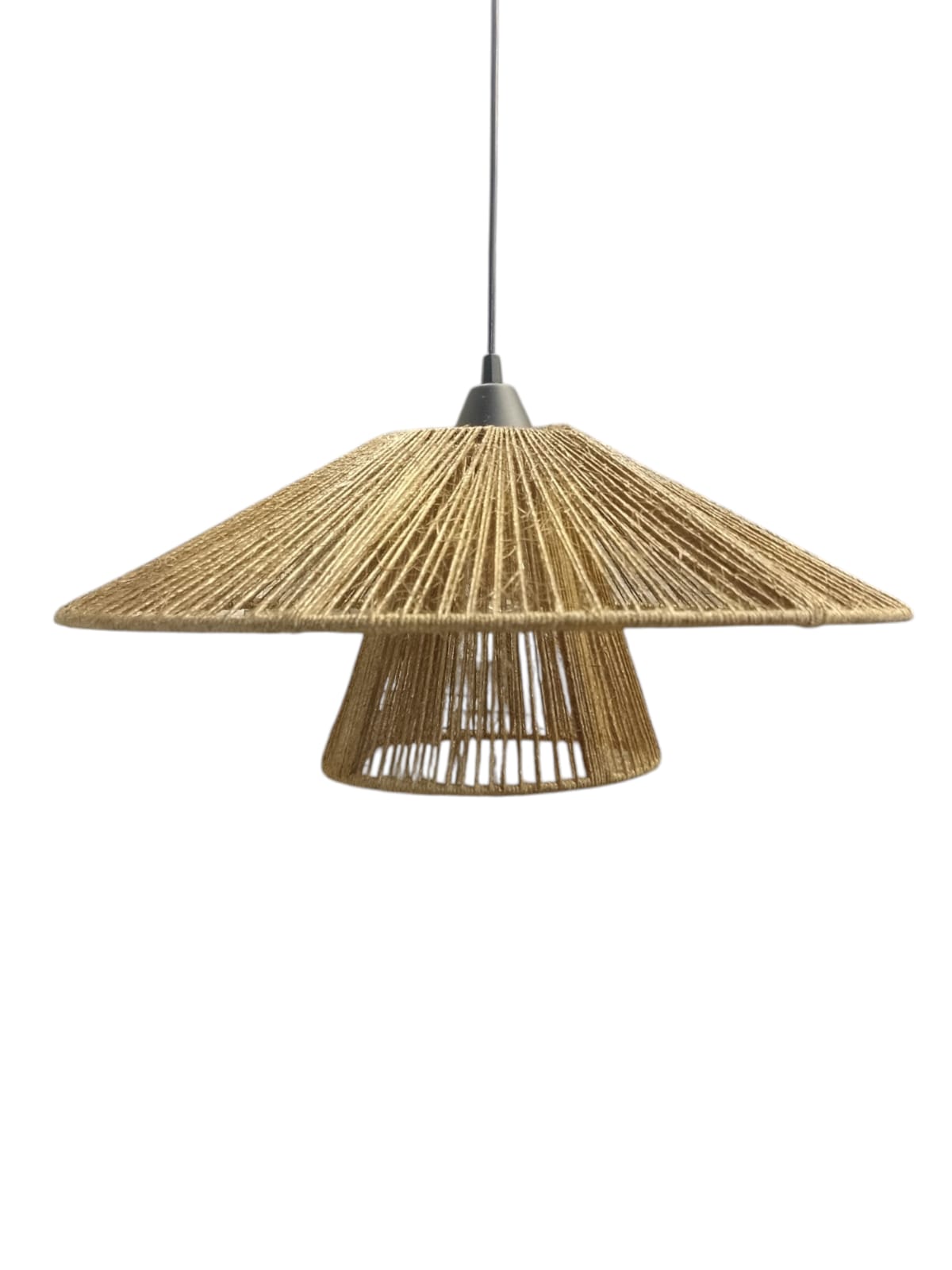 Luminária Lustre Pendente Rústica Dupla de Teto em Sisal