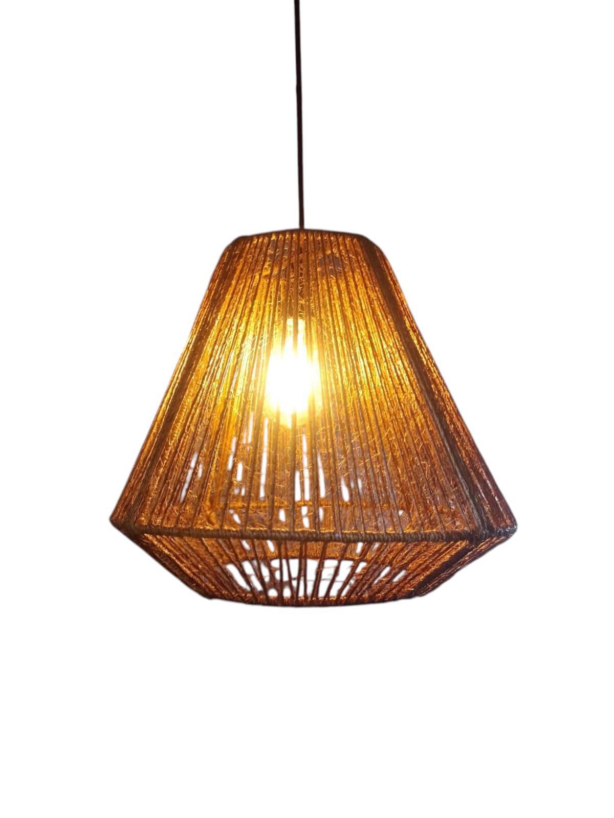 Pendente Lustre de Teto Rústico  Ferro e Barbante Sisal