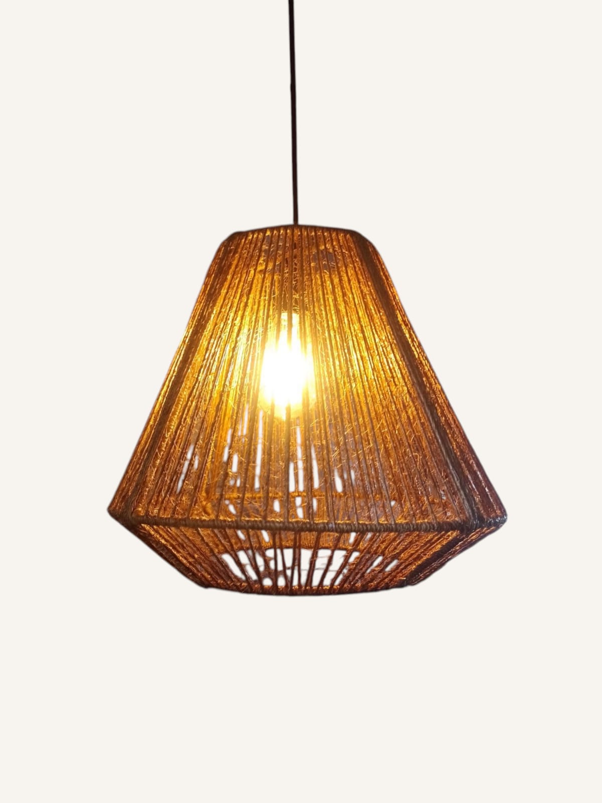 Pendente Lustre de Teto Rústico  Ferro e Barbante Sisal