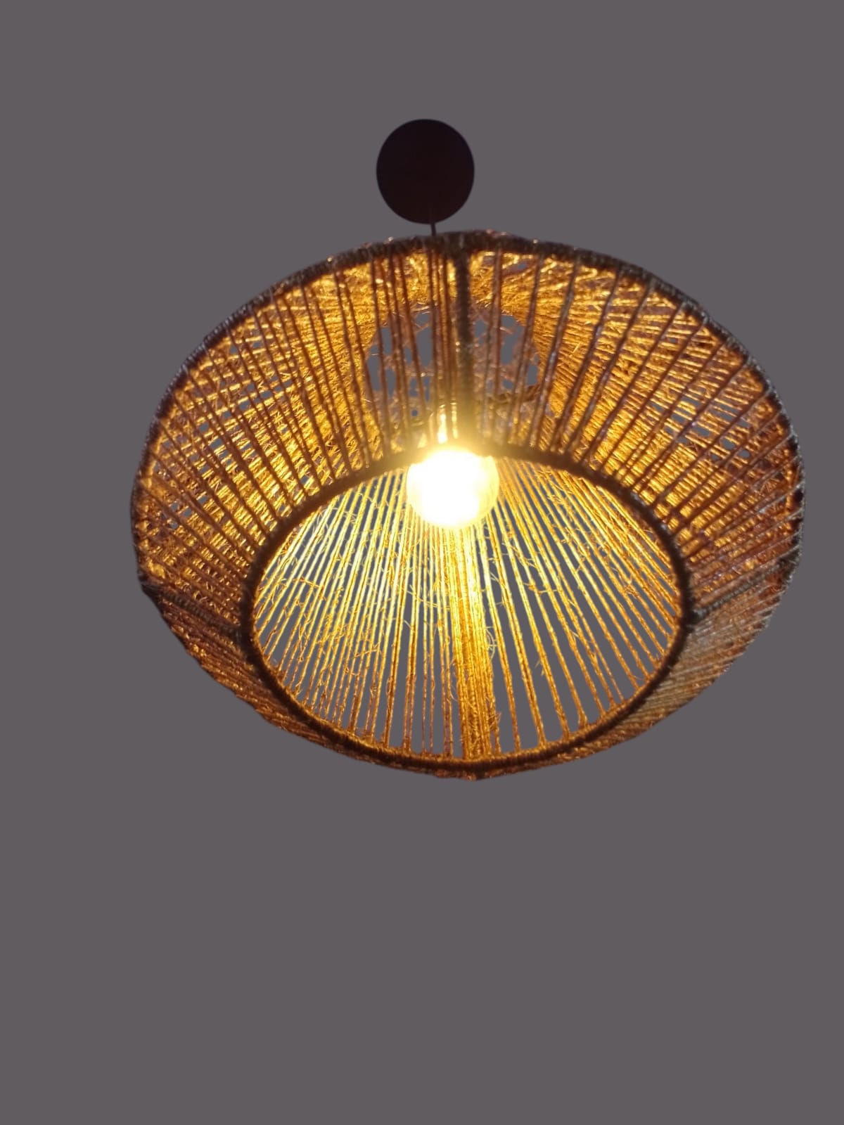Pendente Lustre de Teto Rústico  Ferro e Barbante Sisal