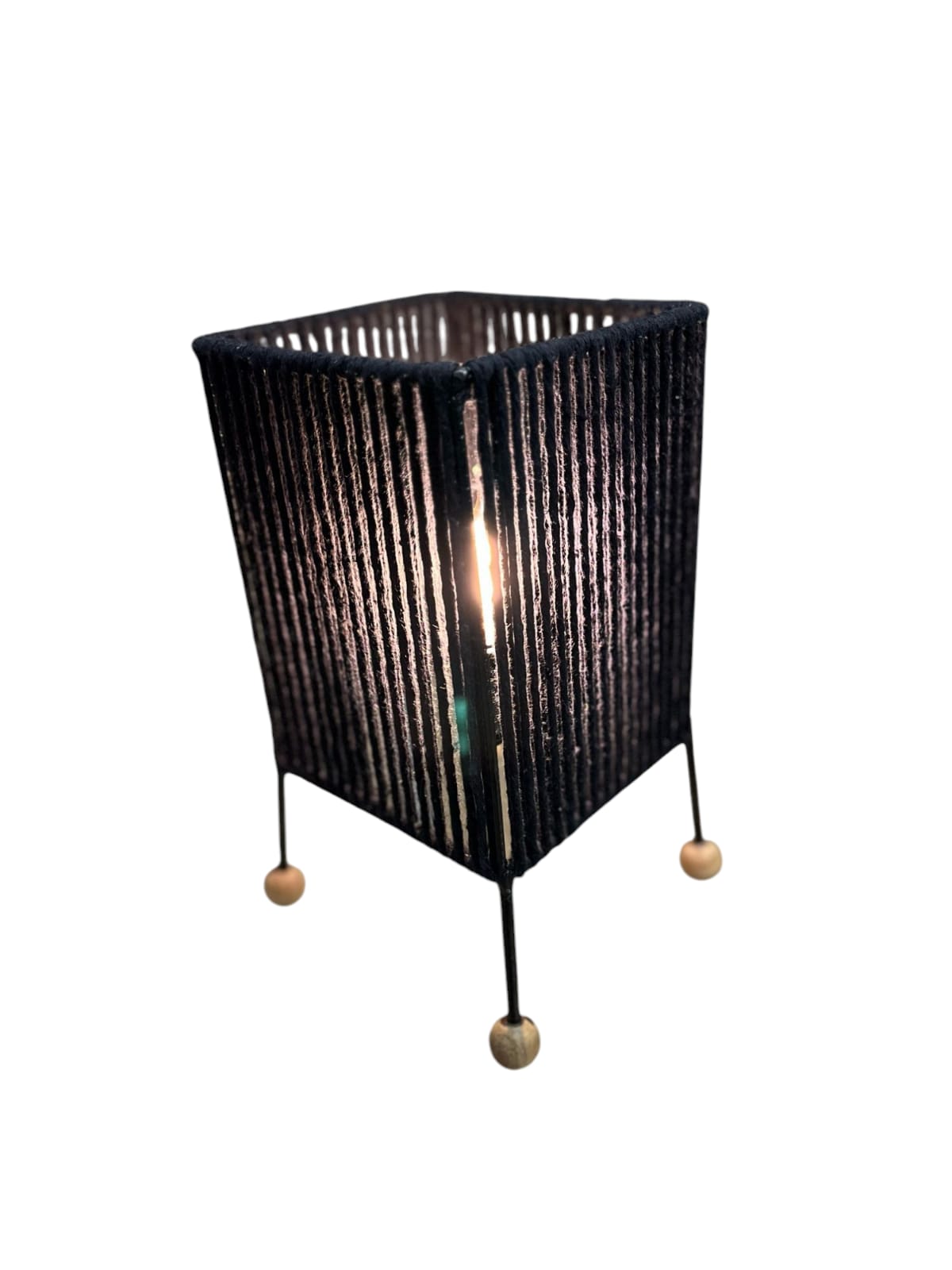 Luminária Abajur De Mesa Quadrado de Barbante Algodão