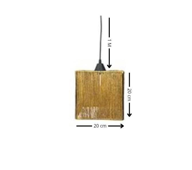 Pendente Luminária Lustre de teto Rústica Quadrada 20x20 Sisal