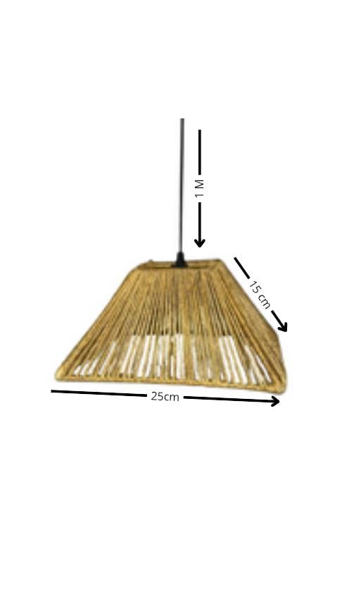 Pendente Luminária Lustre De Teto Rústico Sisal Qd Pq 15 A x 25 L