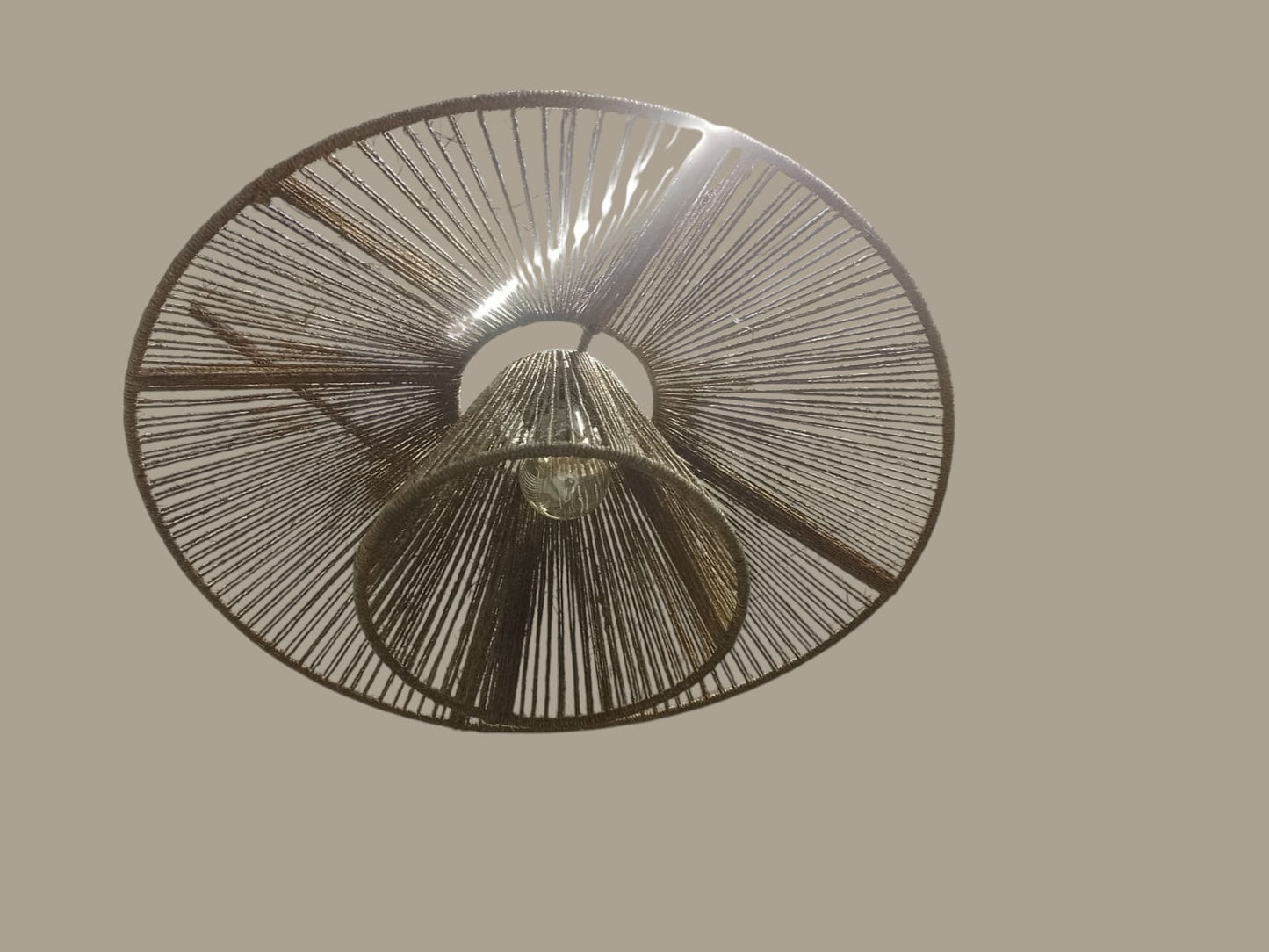 Luminária Lustre Pendente Rústica Dupla de Teto em Sisal