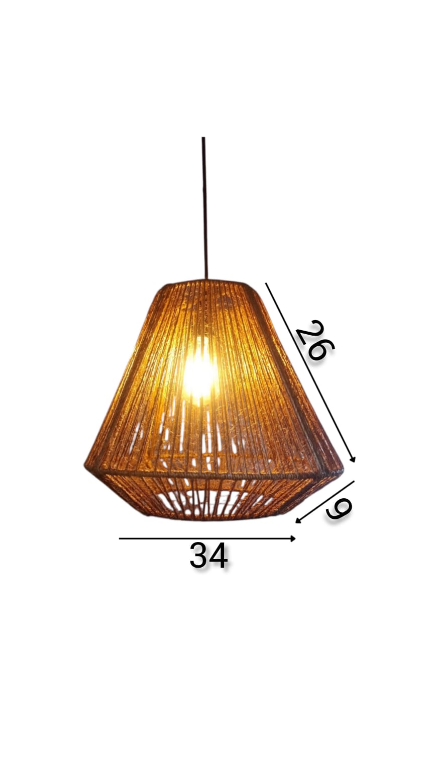 Pendente Lustre de Teto Rústico  Ferro e Barbante Sisal