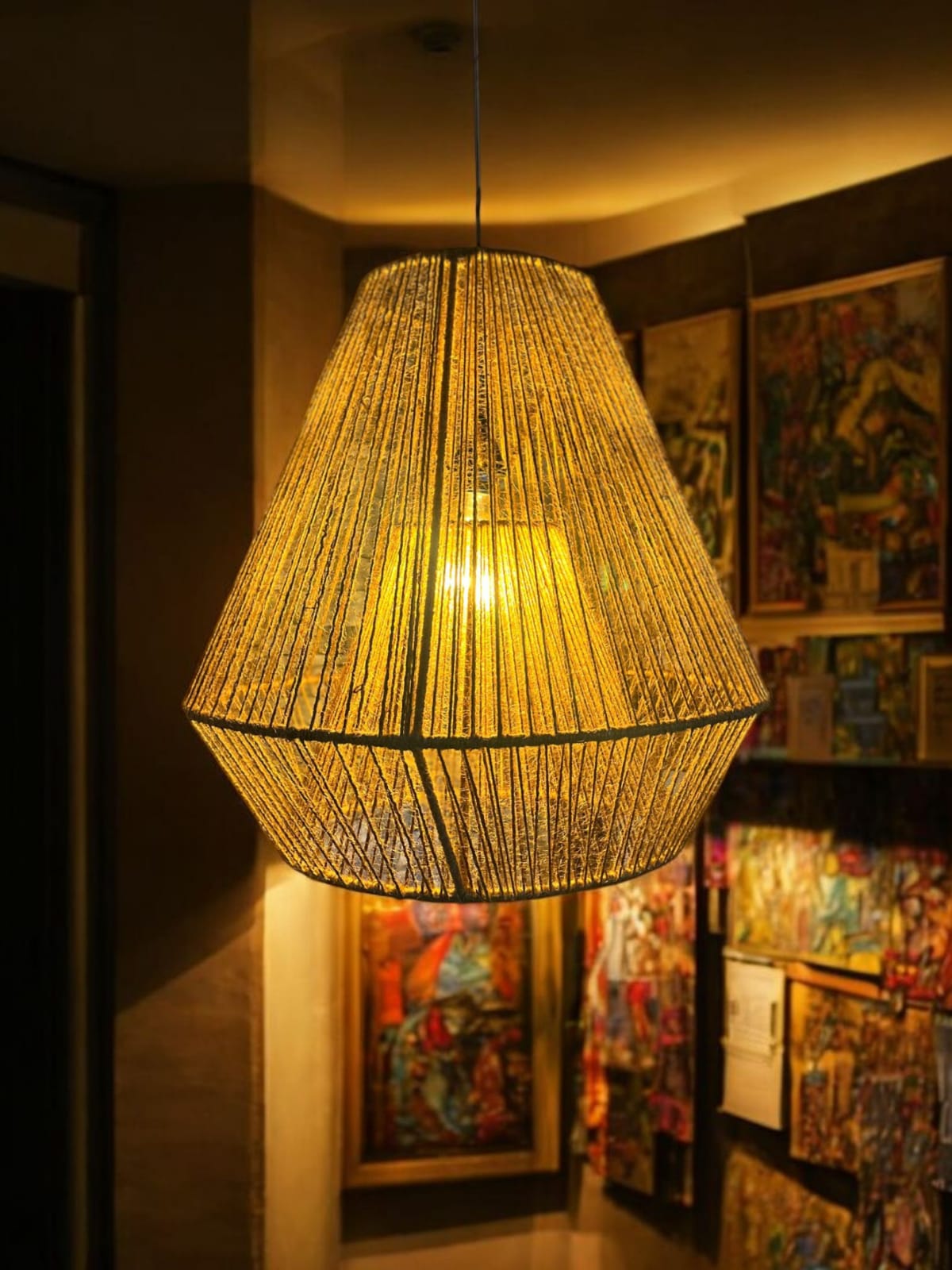 Luminária Pendente Lustre De Teto Rústico Lampião 50x50
