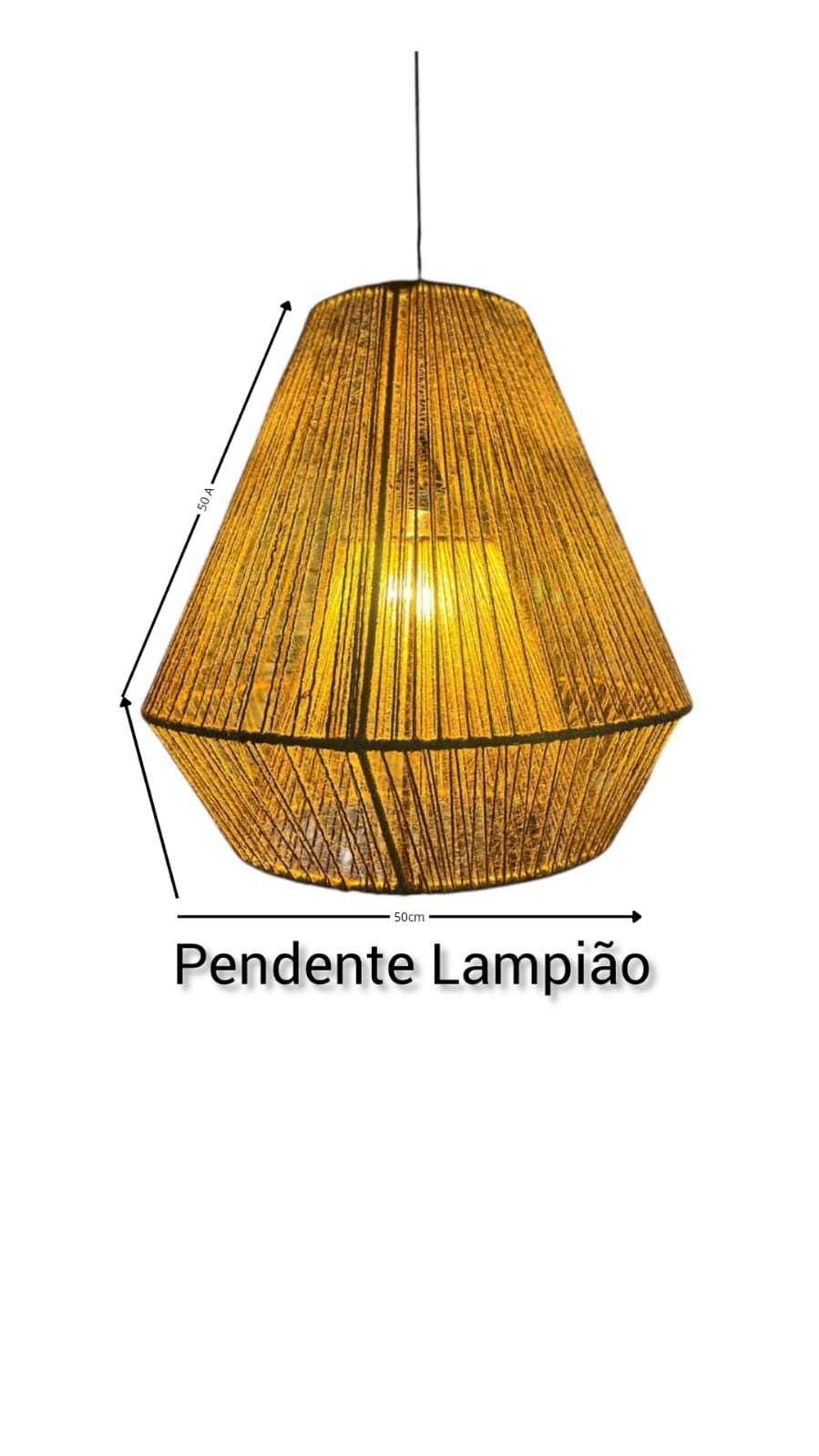 Luminária Pendente Lustre De Teto Rústico Lampião 50x50