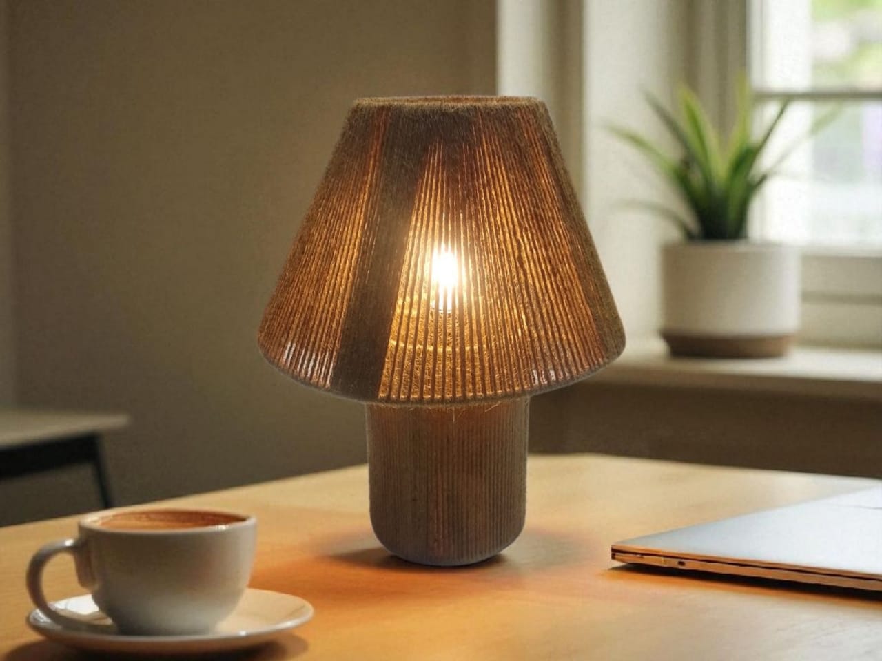Luminária Abajur de Mesa Rústico Tipo Cúpula 40 A x 30 L