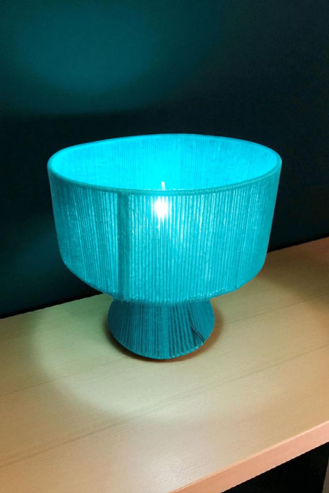 Abajur De Mesa Clean de cabeceira Redondo Azul 35x30